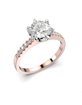 Festive Julianna side-stone diamond ring 1,10 ct crown rose and white gold 682-110-PV