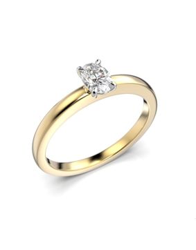 Festive Selena oval solitaire diamond ring yellow and white gold 0,30 ct 683-030-KV