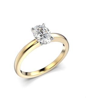 Festive Selena solitaire diamond ring oval yellow and white gold 0,70 ct 683-070-KV