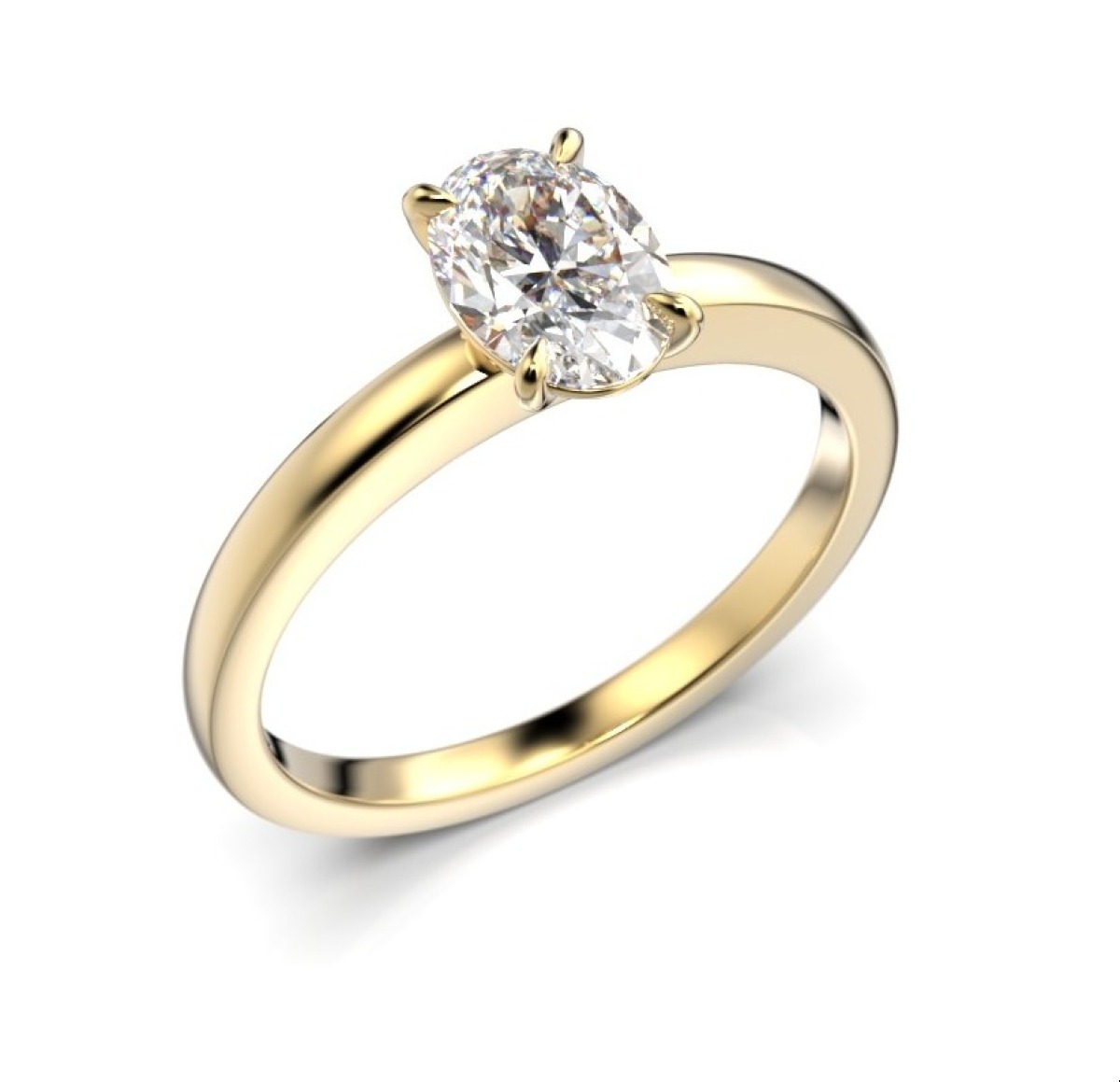 Festive Selena solitaire diamond ring oval yellow gold 0,70 ct 683-070-KK