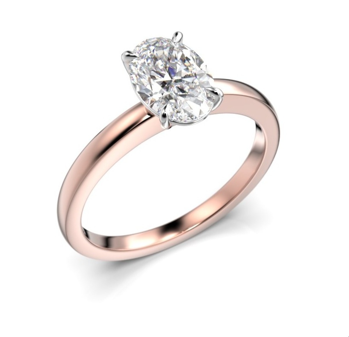 Festive diamond ring Selena oval rose and white gold 1,00 ct 683-100-PV