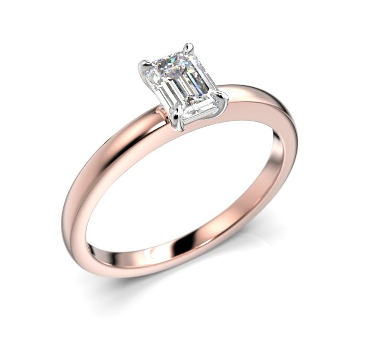 Festive diamond ring Serena Emerald rose and white gold 0,50 ct 684-050-PV