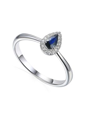 Lykken Elegance white gold pear-shaped sapphire diamond ring 0.06 ct