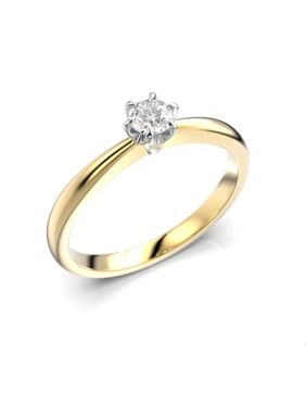 Festive Classic 23 diamond ring 0,20 ct with prong setting yellow and white gold 686-020-KV