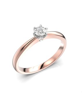 Festive Classic 23 diamond ring 0,20 ct with prong setting rose and white gold 686-020-PV