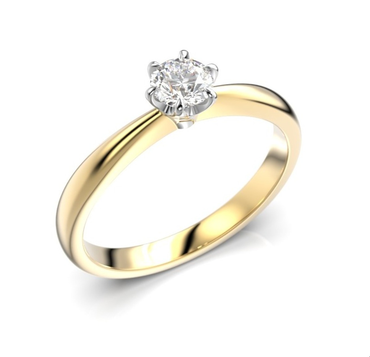 Festive solitaire diamond ring Classic 23 yellow and white gold 0,30 ct 18-686-030-KV-HSI1