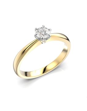 Festive solitaire diamond ring Classic 23 yellow and white gold 0,30 ct 686-030-KV