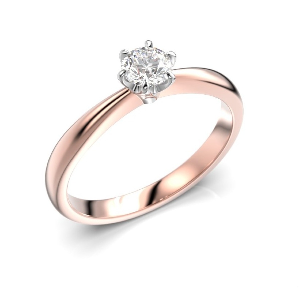 Festive solitaire diamond ring Classic 23 rose and white gold 0,30 ct 18-686-030-PV-HSI1