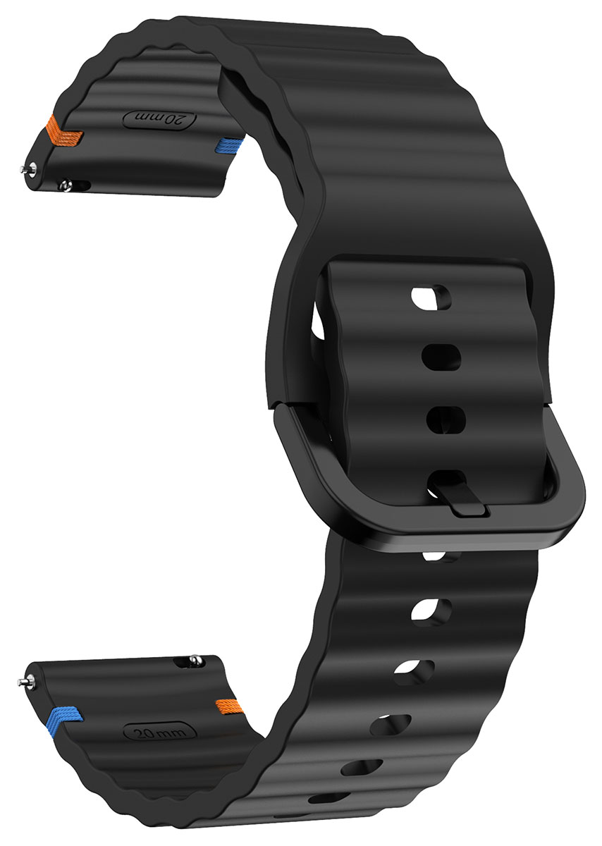 Tiera black silicone bracelet with stitching