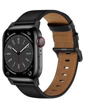 Tiera Apple Watch black leather strap