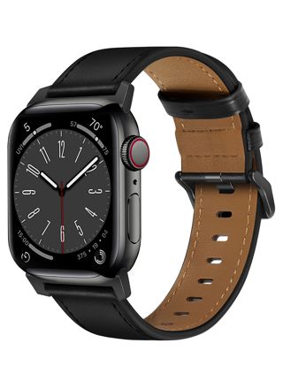 Tiera Apple Watch black leather strap