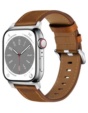 Tiera Apple Watch dark brown leather band with silver buckle