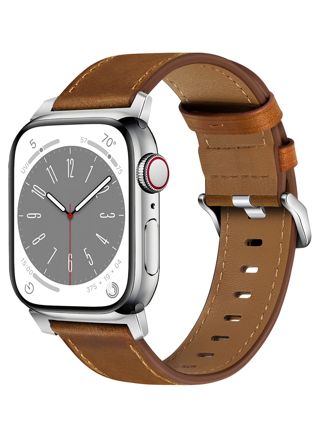 Tiera Apple Watch dark brown leather band with silver buckle