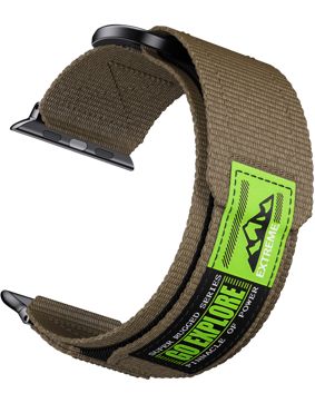 Tiera Apple Watch fabric strap with velcro green