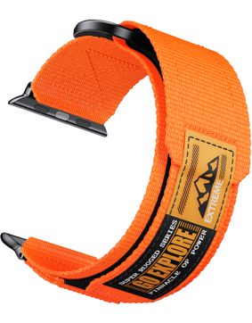 Tiera Apple Watch fabric strap with velcro orange