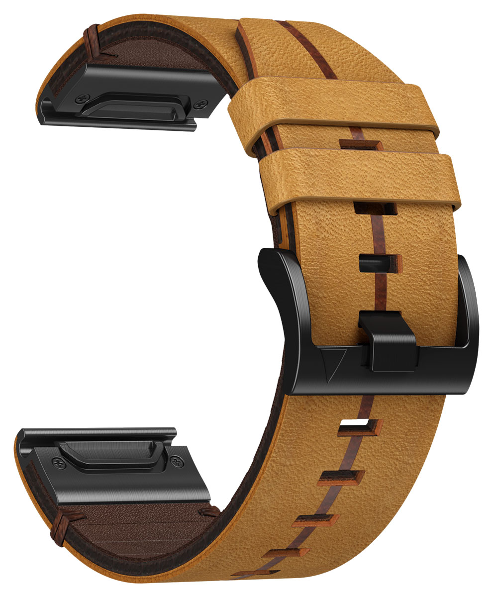 Tiera Garmin Fenix leather strap with quick release brown 22 mm