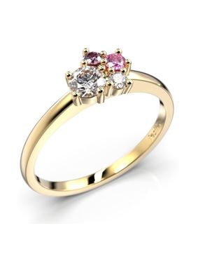 Festive Nadja Bloom Pink cluster yellow gold gemstone diamond ring 688-027P-KK