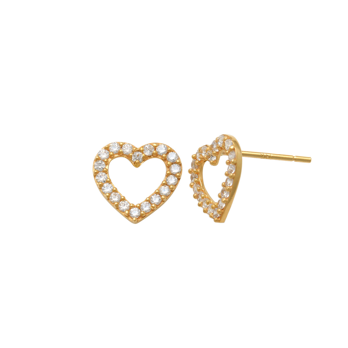 Lykka Hearts gold heart earrings with cz