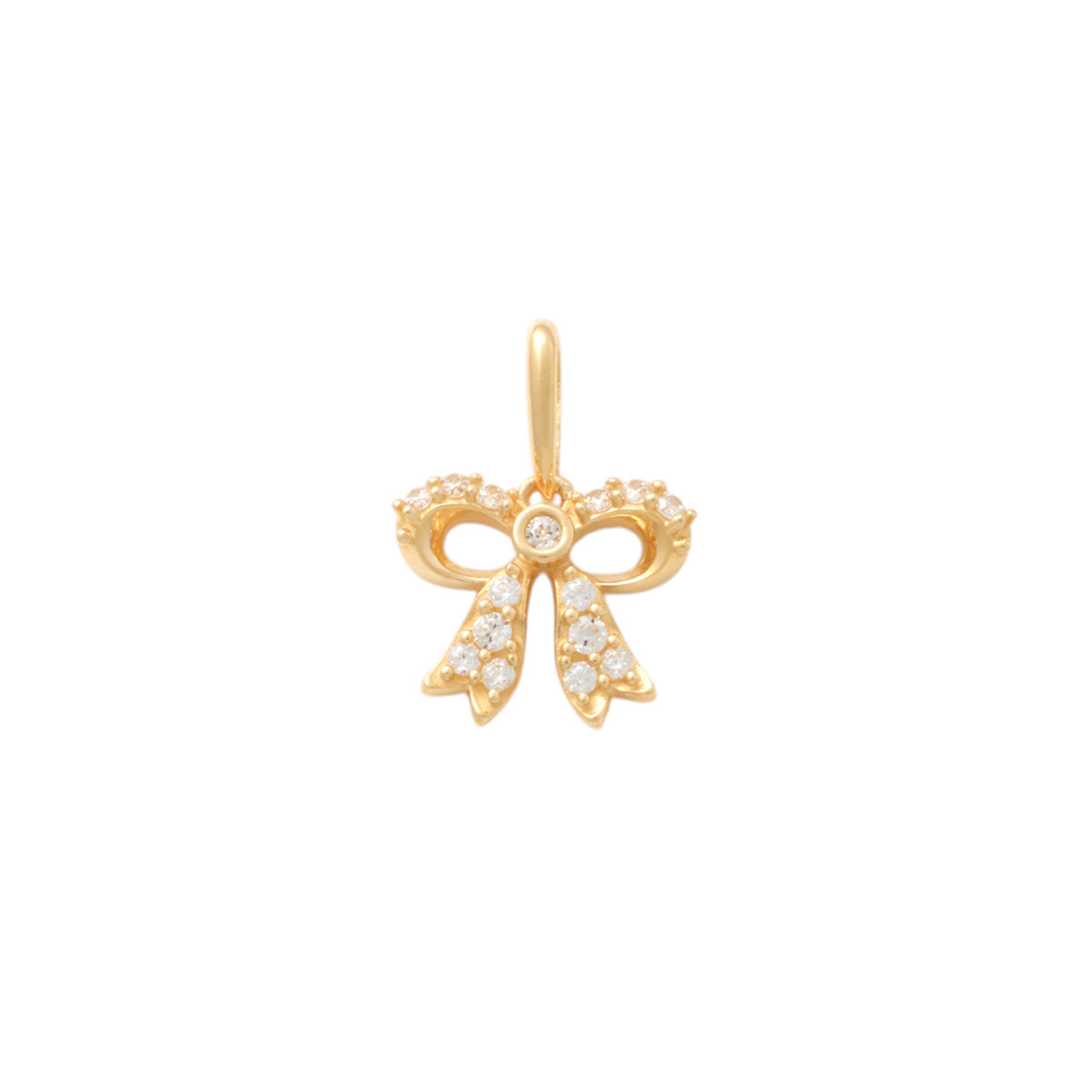 Lykka Symbols bow tie gold pendant cz