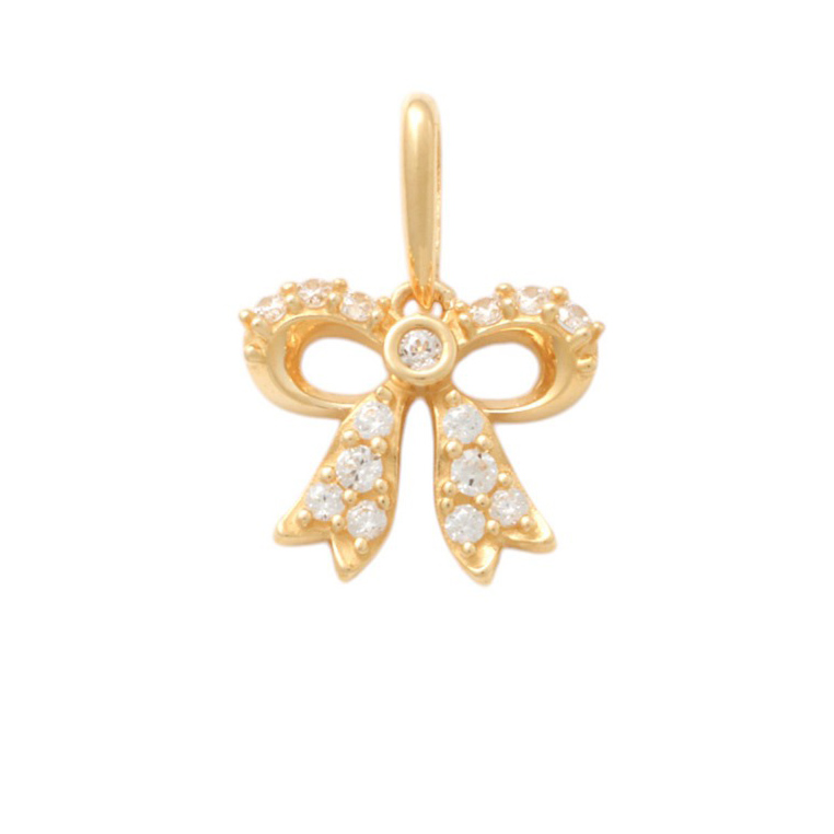 Lykka Symbols bow tie gold pendant cz