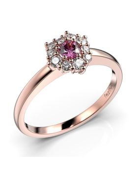 Festive Nadja Halo Pink rose gold sapphire diamond ring 690-028P-PK