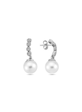 Lykka Pearls silver cz pearl earrings