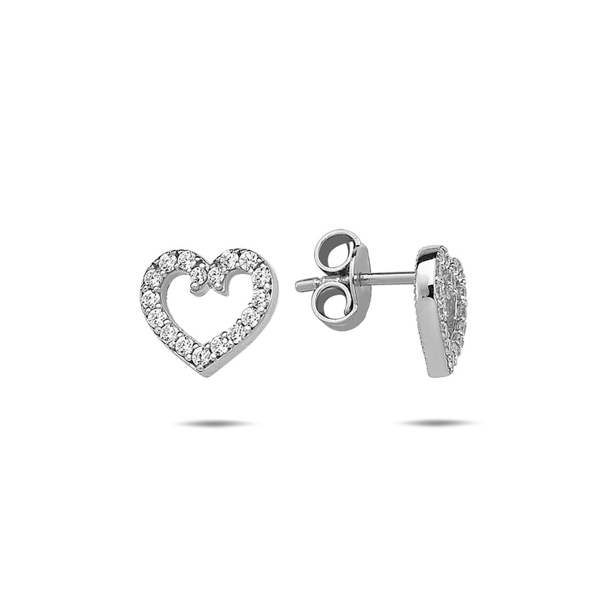 Lykka Hearts open heart cz silver earrings