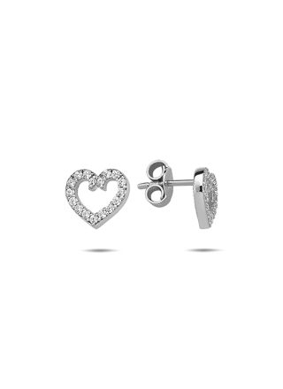 Lykka Hearts open heart cz silver earrings