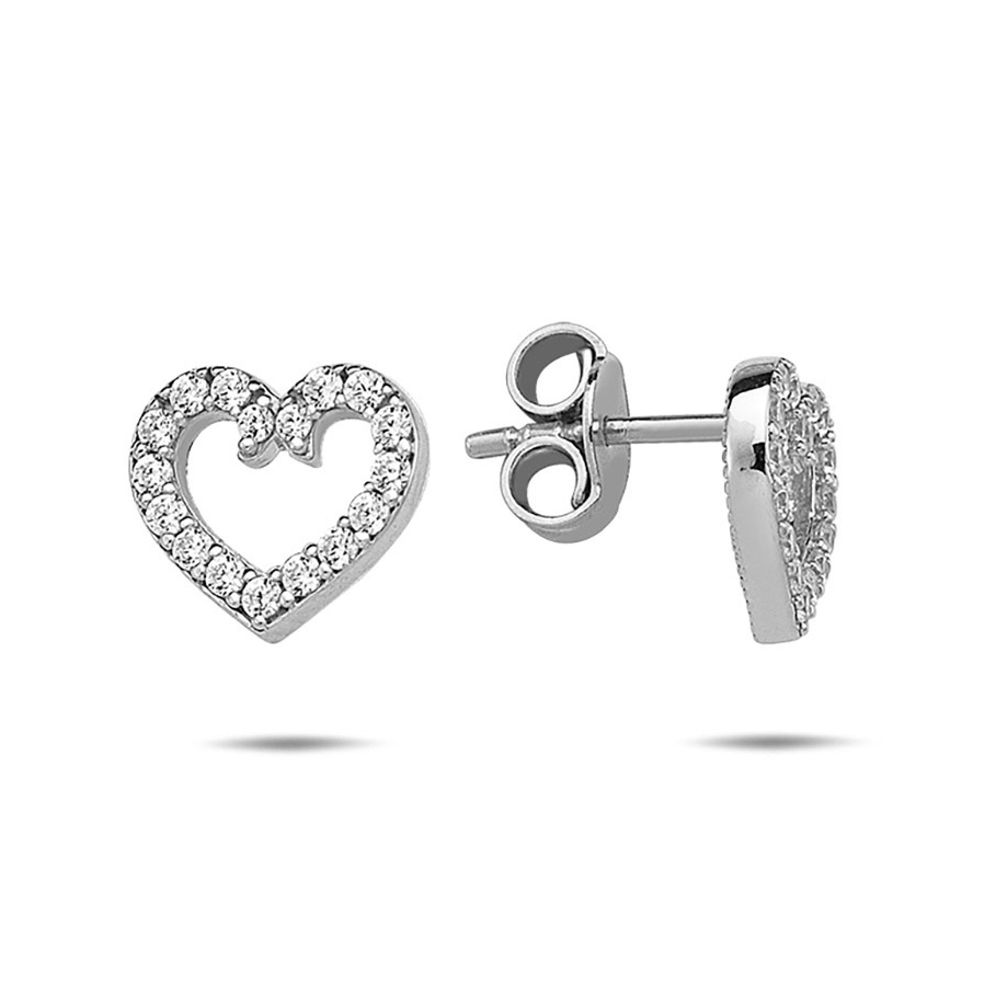 Lykka Hearts open heart cz silver earrings