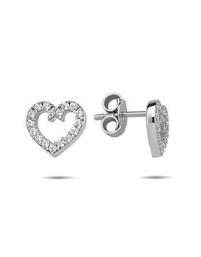 Lykken Hearts open heart cz silver earrings