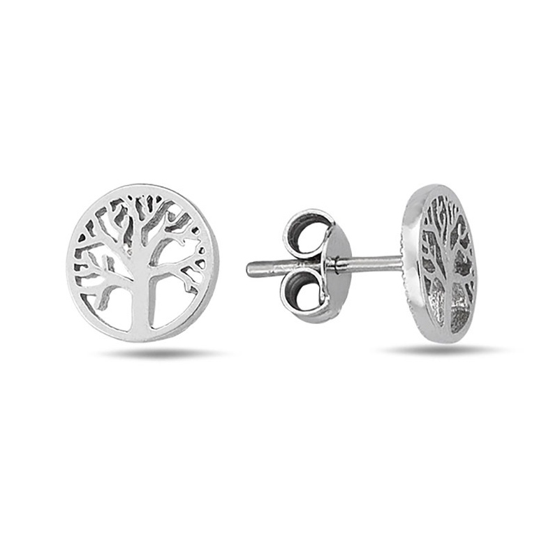 Lykka Symbols Tree of life silver stud earrings