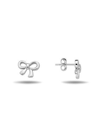 Lykka Symbols bow silver stud earrings