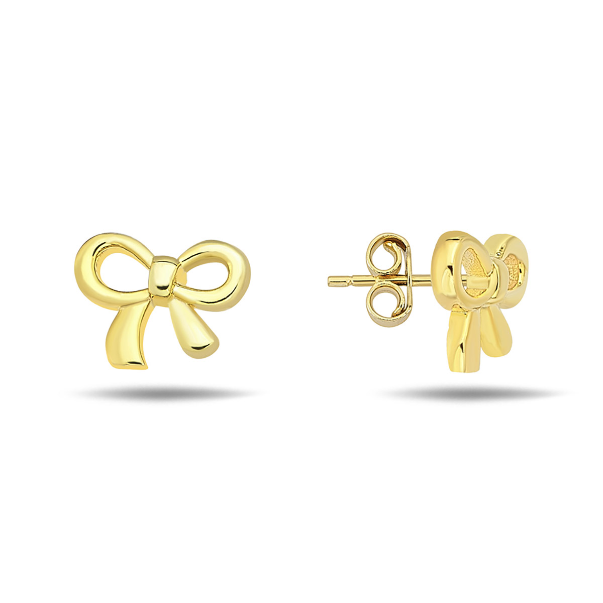 Lykka Symbols bow gold plated silver stud earrings