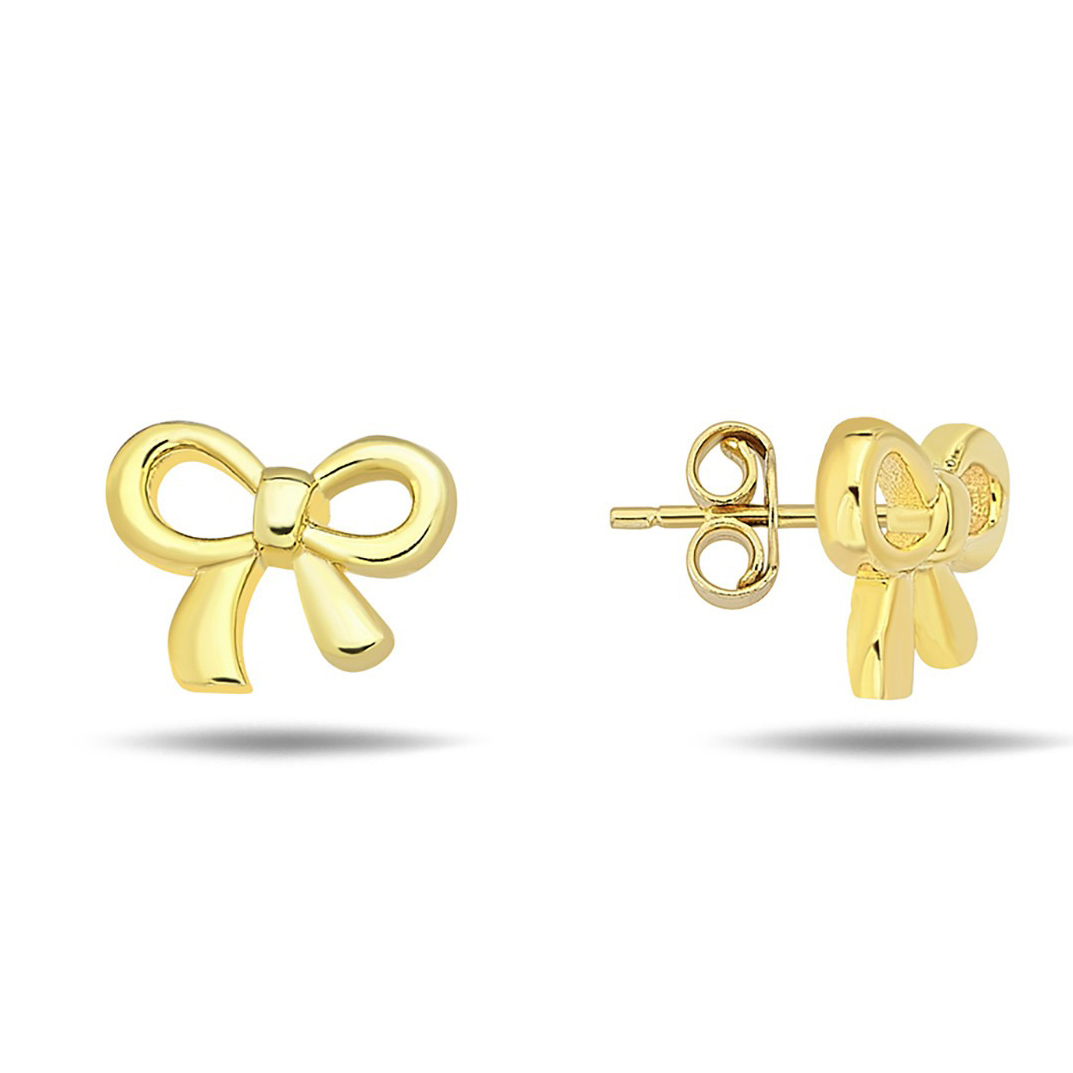Lykka Symbols bow gold plated silver stud earrings