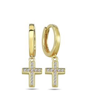 Lykken Crosses gold plated silver earrings with hoop