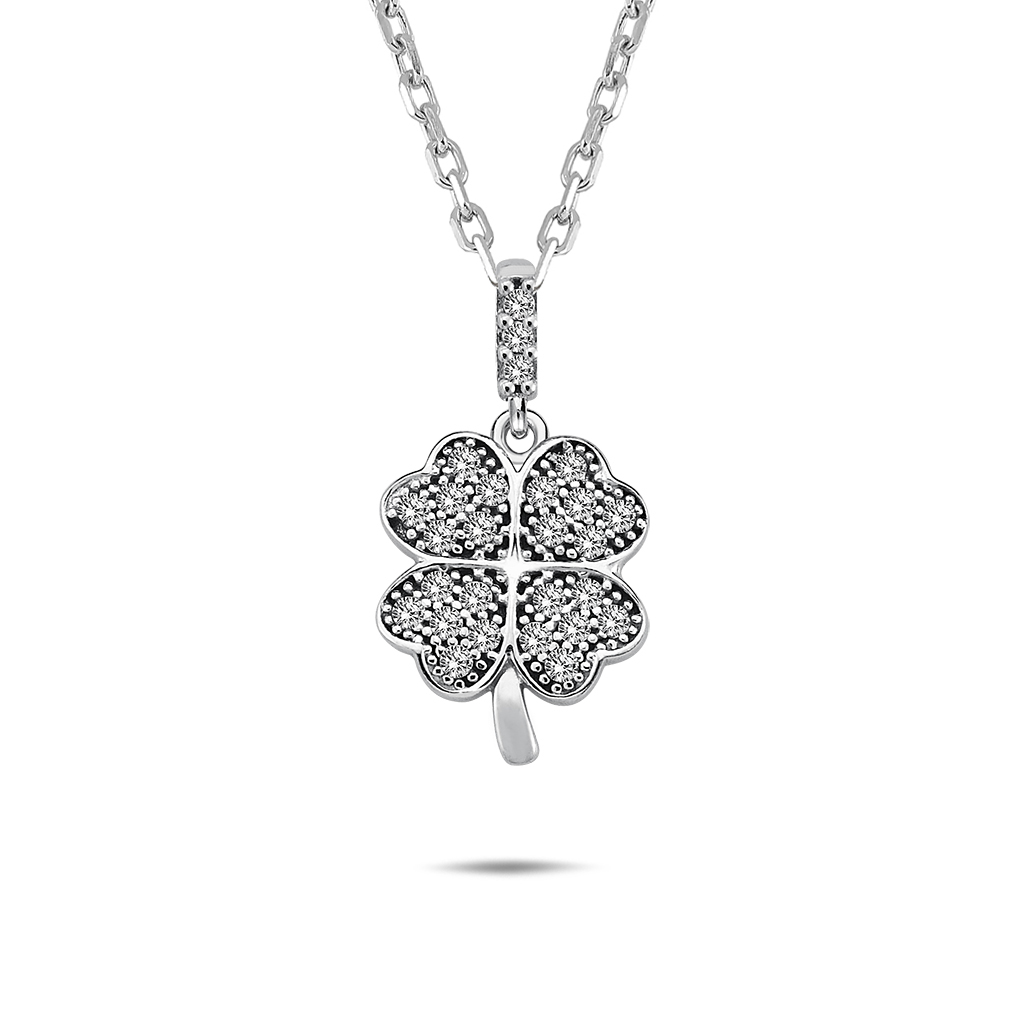 Lykka Symbols clover silver necklace