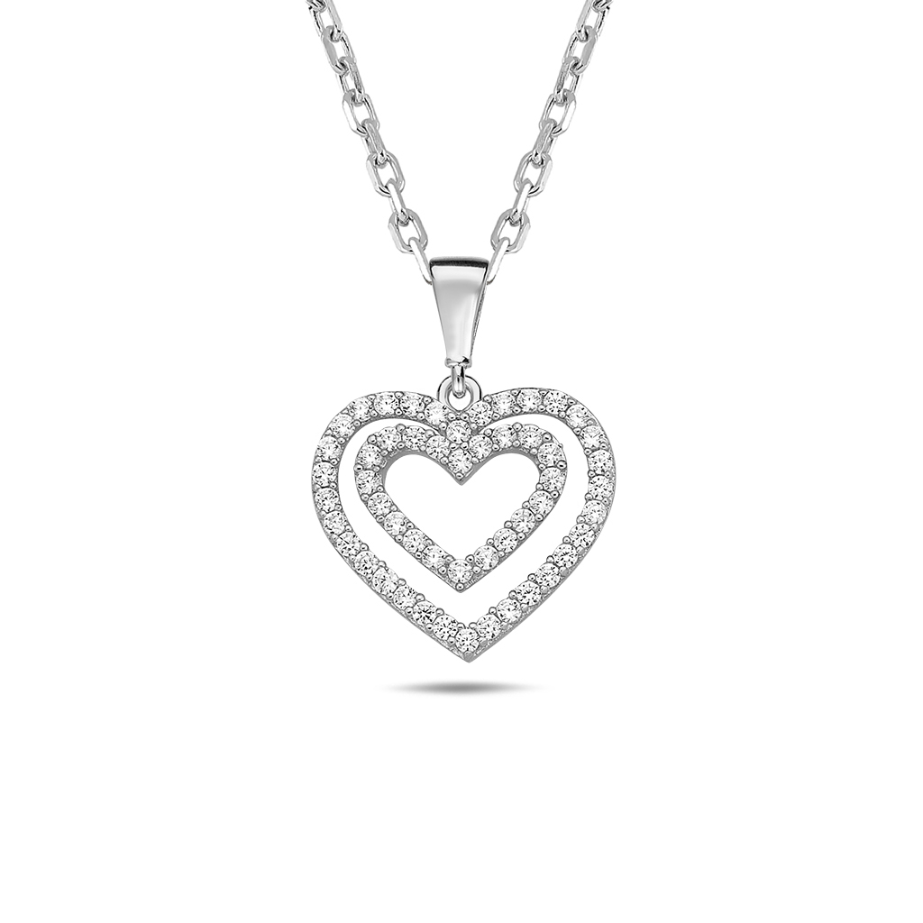 Lykka Hearts silver necklace with double heart