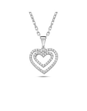 Lykken Hearts silver necklace with double heart