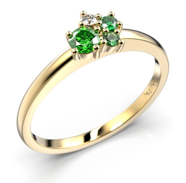 Festive Nadja Bloom Green cluster yellow gold gemstone diamond ring 691-017G-KK