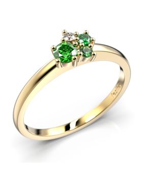 Festive Nadja Bloom Green cluster yellow gold gemstone diamond ring 691-017G-KK