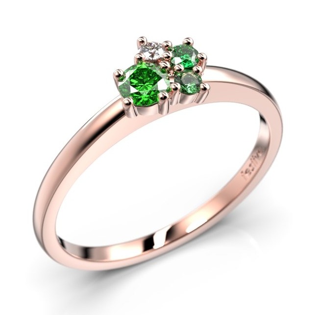 Festive Nadja Bloom Green cluster rose gold gemstone diamond ring 691-017G-PK