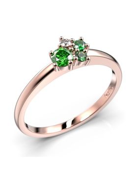 Festive Nadja Bloom Green cluster rose gold gemstone diamond ring 691-017G-PK
