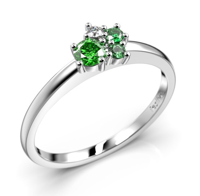 Festive Nadja Bloom Green cluster white gold gemstone diamond ring 691-017G-VK