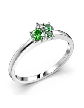 Festive Nadja Bloom Green cluster white gold gemstone diamond ring 691-017G-VK