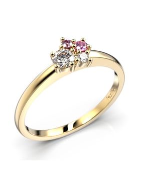Festive Nadja Bloom Pink cluster yellow gold gemstone diamond ring 691-017P-KK