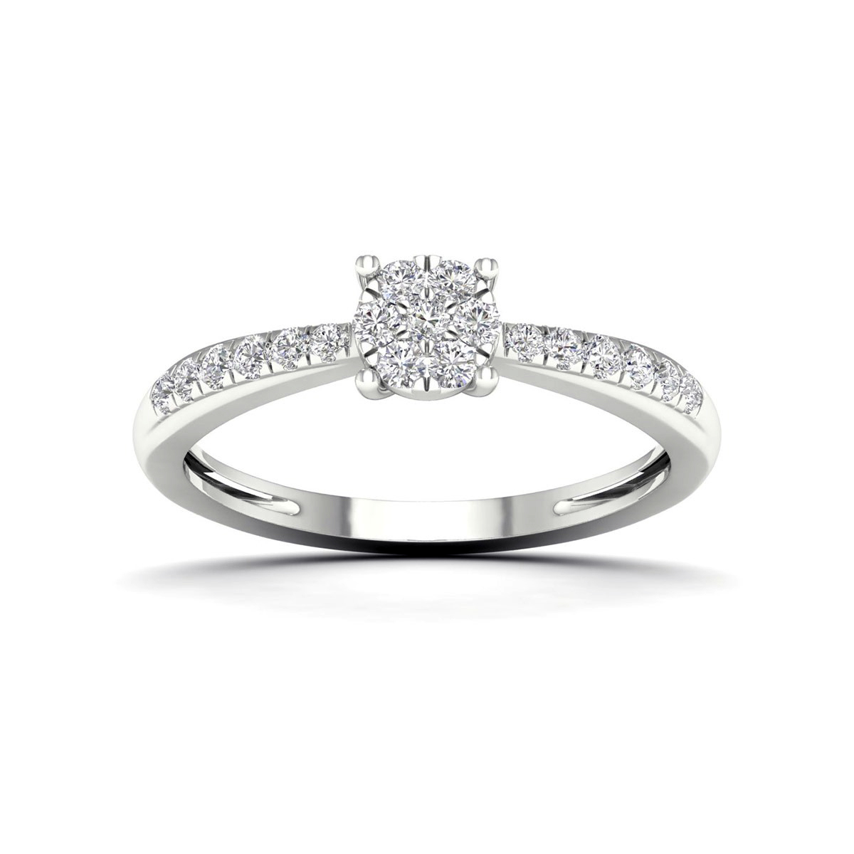 Lykka Elegance white gold diamond ring 0.20 ct side-stone halo 