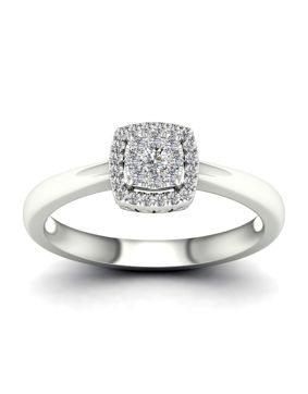 Lykken Elegance white gold diamond ring 0.15 ct halo