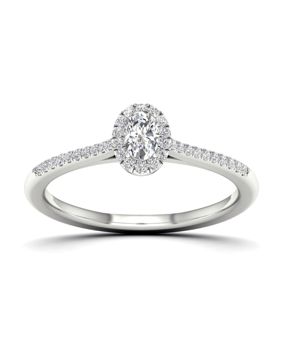 Lykken Elegance diamond ring 0.25 ct side-stone halo