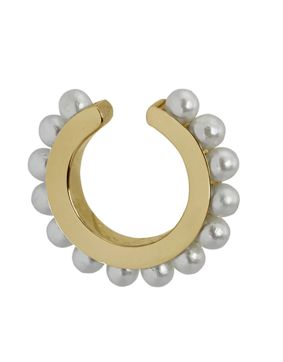 Lykka Strong goldplated steel ear cuff earrings pearl