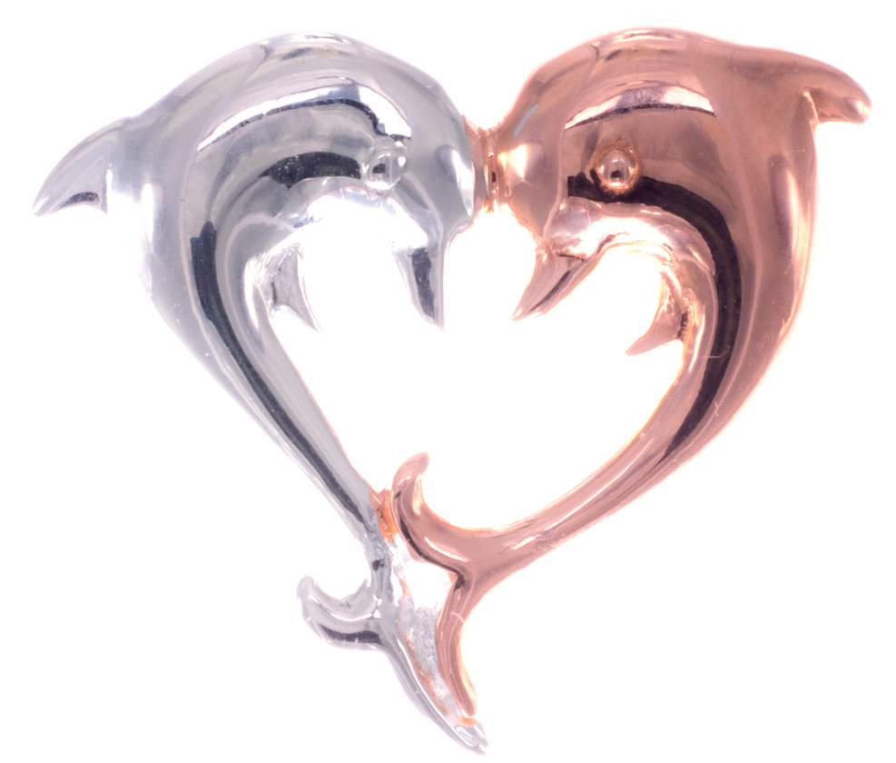 Silver Bar dolphint 2-coloured pendant 20 mm 7041